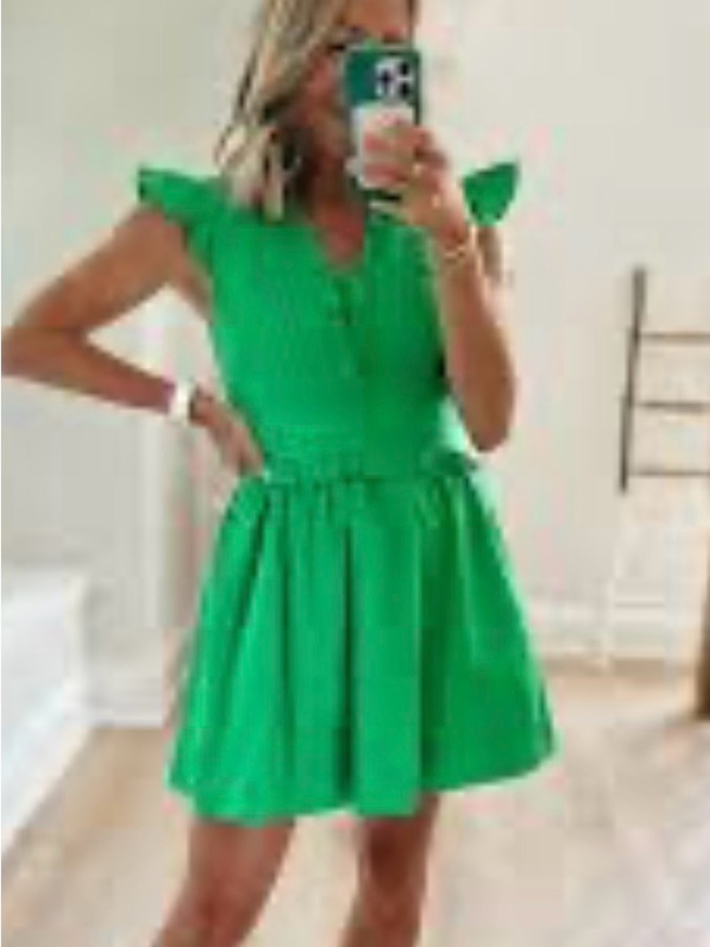 NWT Avara Evergreen Ruffle Mini Dress‎ Size Large